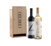 Ceretto Arneis Blangé, Nebbiolo d'Alba DOC Bernardina Langhe DOC 2 bottiglie da 0,75 ℓ, Cassetta di legno