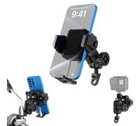 CERFFOOL Supporto per telefono per specchietto retrovisore per moto, anti-vibrazione, braccio di serraggio antifurto rotazione a 720° per iPhone/Samsung 4.7-7.2'' smartphone per GoPro per tricicli