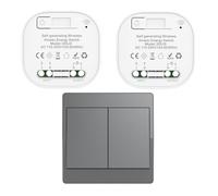 Cerhot Grigio Kit di interruttori cinetici wireless autoalimentati interruttori di luce telecomandati RF interruttore cinetico wireless senza batteria interruttori radio wireless (Grigio 2Gang 1V2 EU)