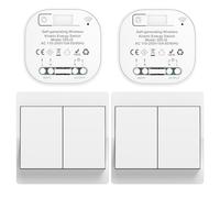Cerhot interruttore radio 230V, interruttore della luce senza batteria, set di interruttori della luce wireless, interruttore radio da parete per luci (EU 2 Gang 2V2 a)