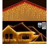 CERIAL Luci a ghiacciolo da 20 m Luci natalizie per tende da esterno Luci di ghiaccio esterne alimentate a rete con 108 gocce per decorazioni natalizie per gazebo da interni, bianco caldo