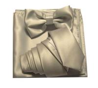 CERIMONIA COMPLETO CRAVATTINO POCHETTE PAPILLON GRIGIO made italy