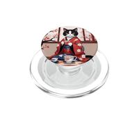 Cerimonia del tè del gatto della geisha giapponese PopSockets PopGrip per MagSafe