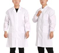 Cerlingwee da Laboratorio Medico Bianca Ospedaliera Clinica Unisex Cotone Taglio 3D Comoda Collo Polsini Elastici con Tasca per Ospedale Farmacia Laboratorio (Polsini Elastici in Cotone