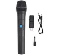 Cerlingwee Microfono a mano in plastica ABS professionale universale manuale VHF, microfono di ricezione USB con adattatore, cavo di collegamento microfono per voce e voce, nero