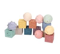 Cerlyiont Blocchi Morbidi in Silicone per Bambini 6+ Mesi - Set da 15 Pezzi con Forme Quadrate e Rotonde, Ideali per Giochi Sensoriali e Costruzioni in Vasca