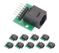 Cermant 10 schede di breakout RJ11 6P6C a 6 pin con perno piegato, montaggio su PCB nero, modulo jack per presa telefonica, connettore accoppiatore