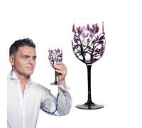 Cerme di vino dipinte a mano: bicchieri da vino dipinti, vetreria di grande arte | Incredibili calici dipinti artigianali di Four Seasons Tree, bevande artistiche per gli amanti del vino, decorazione