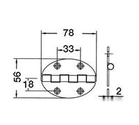 Cerniera 78x56mm 2mm viti - 1 PZ Osculati - 38.451.01 - 3845101