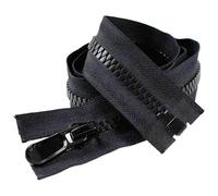 Cerniera a doppio cursore, Cerniere bidirezionali in resina 2 pezzi 8 15 estremità aperte 70-150 cm nero bianco for cucire(Single black,No.8)