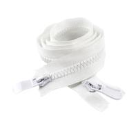 Cerniera a doppio cursore, Cerniere bidirezionali in resina 2 pezzi 8 15 estremità aperte 70-150 cm nero bianco for cucire(Double white,No.8)