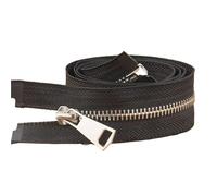 Cerniera A Doppio Cursore Chiusura con cerniera bidirezionale in metallo argentato a doppia testa 5# for giacche in pelle(Black-42cm)