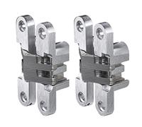 Cerniera a forare Gedotec in look acciaio inox | 2 pezzi - cerniera in legno in metallo | VICI | Cerniera a forare nichelata, spazzolata 18 x 94 mm | Cerniera per porta da avvitare con un angolo