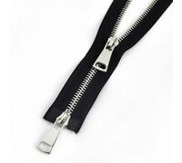 Cerniera, cerniere per cucire, Cerniera a un'estremità aperta, con cursore singolo/doppio, lunga, for abiti, giacche e cappotti, accessori for cucire fai da te(Black-silver-double,150cm)