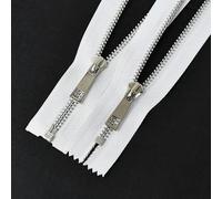 Cerniera, cerniere per cucire, Cerniere in metallo 2/5 pezzi 15-30 cm estremità chiusa 40-80 cm estremità aperta - Bianco - N. 5-5 pezzi estremità aperta 80 cm
