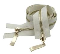 Cerniera Con Denti In Metallo Oro Chiaro Con Doppio Cursore Da 80/100/120Cm, Beige, 5#, 80cm