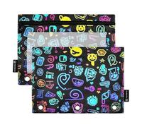 Cerniera con finestra trasparente Colorato Abbagliante Trendy Neon Glow Pattern Grandi Borse Portamatite Grande Capacità Raccoglitori 3 Anelli per Conservare Forniture per Ufficio Scuola Multicolore 2