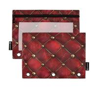 Cerniera con finestra trasparente senza cuciture di lusso trapuntato rosso borse trasparenti finestra e occhielli astuccio 3 scuola classe ufficio organizzatori multicolore 2 pz