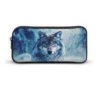 Cerniera Doppio Borsa Cancelleria Snow Day Wolf Astuccio Cartoleria Grande Capacità Borsa Matite Per Teen, Adulto, Collegio, 20X9X4Cm