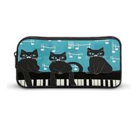 Cerniera Doppio Porta Matite Cats Love Music Portamatite Borsa Scomparti Astuccio Portamatite Per Adulto, Ragazzi, Scuola, 20X9X4Cm