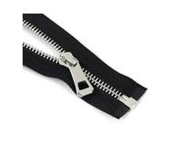 Cerniera in metallo da 35 cm a 85 cm con estremità aperta per borse, indumenti di ricambio, kit di riparazione per scarpe, accessori per cucire 5#,Nero Argento,75 cm - 2 pezzi