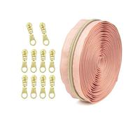 Cerniera in nylon da 4,5 m con 10 tiretti, catena con denti color oro chiaro 5#,Colore 14,5#