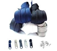 Cerniera in nylon senza fine 3 mm 15 m 5 colori con 30 cerniere e 60 punte, cerniera a spirale al metro divisibile 2,5 cm di larghezza per vestiti, borse, astucci, biancheria da letto