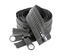 Cerniera in resina 10# Cerniera lunga 1/2/3/4/5 metri Cerniera con doppio cursore laterale aperto per accessori da cucito per tende, Nero, 200cm