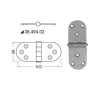 Cerniera inox 103x38 mm sporgente - 1 PZ Osculati - 38.494.02 - 3849402