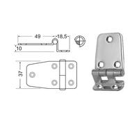 Cerniera inox a sbalzo 67,5x37 mm - 1 PZ Osculati - 38.441.57 - 3844157