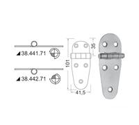 Cerniera inox rovesciata 107x39 mm - 1 PZ Osculati - 38.442.71 - 3844271