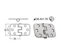 Cerniera inox rovesciata 70x39 mm - 1 PZ Osculati - 38.441.76 - 3844176