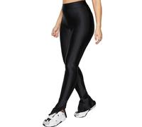 Cerniera invisibile cavallo aperto lucido gamba svasata palestra leggings neri donna pantaloni della tuta a vita alta, Nero , L