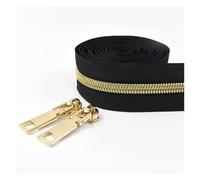 Cerniera Lampo in Metallo 2/4/10M 5# Nylon/Resina Cerniere con Cursore Cerniera Pull Bag Portafoglio Decor Zip Repari Kit Per cucire(LightGold,4Meters4PcsSlider)
