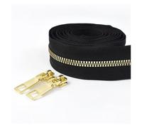 Cerniera Lampo in Metallo 2/4/10M 5# Nylon/Resina Cerniere con Cursore Cerniera Pull Bag Portafoglio Decor Zip Repari Kit Per cucire(LightGold01,2Meters2PcsSlider)