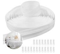 Cerniera Lampo Lunga 20 m Cerniere Lampo a Metro e 20 Cursori Bianco Cerniera Lampo Infinita Cerniere Lampo in Nylon per Cucito Abiti Biancheria da Letto Borse