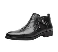 Cerniera Laterale Doppia in Rilievo da Uomo per Il Commercio Estero Europa e Stati Uniti Stivaletti Stivali da Uomo Scarpe in Pelle (Black, 42)