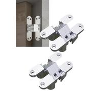 Cerniera nascosta generica in lega di zinco, 2 pezzi, chiusura silenziosa, montaggio invisibile, cerniera for porta pieghevole, ferramenta for mobili con viti(Silver,01)