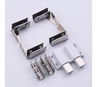 Cerniera per porta in vetro, doppia testa, chiusura magnetica, design in acciaio inox, per 5 porte in vetro da 8 mm, compatibile con vari tipi di porte, tra cui legno e acrilico (doppia argento)