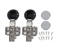 Cerniera per Porta in Vetro per Armadio in Acciaio Inossidabile con Chiusura Automatica e Smorzamento Silenzioso, 2 Set Tazze Mobili 35mm, Cerniera con Ammortizzatore per Armadi in Vetro
