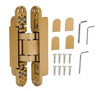 Cerniera per porta regolabile 3D per porte in legno - Angolo di apertura di 180 gradi - Cerniera pieghevole in lega di zinco con chiave esagonale e viti - Portata di peso 40 kg - (Oro)