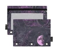 Cerniera per raccoglitore a 3 anelli con finestra trasparente astrologia viola astuccio con cerniera con cerniera occhielli rinforzati a tre anelli raccoglitore scuola classe ufficio organizzatori