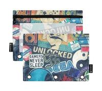 Cerniera per raccoglitore a 3 anelli con finestra trasparente colorato abbagliante graffiti grande astuccio in colori assortiti tasche 3 fori per scuola, ufficio e casa multicolore 2 pezzi