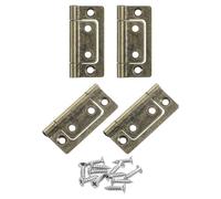 Cerniera piatta, 4 cerniere for porte da 2x1 pollice, senza mortasa, antirumore, for a soffietto, for mobili, armadi, finestre, guardaroba, con viti, colore scuro(Bronze)