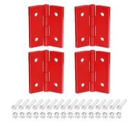 Cerniera piatta, 4 cerniere in acrilico da 1,8" x,5" Mini pieghevoli con viti di montaggio e dadi Cerniera for pianoforte in for artigianato in scatole cartone, bianco(Red)