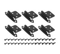Cerniera piatta, Cerniere da incasso for mobili cucina, 6 pezzi 1/2" semi-nascoste a sovrapposizione for con montaggio frontale for chiusura automatica viti, alpacca(Black)