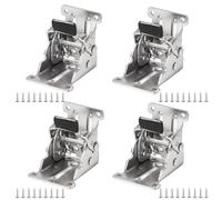 Cerniera Pieghevole Autobloccante 4 Pezzi Cerniere Pieghevoli per Tavolo e Letto, Divano - 90 Gradi con Viti Staffe Pieghevoli per Gambe da Tavolo - Argento