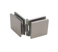 Cerniera quadrata in ottone per porta della doccia in vetro fisso per vetro temperato da 8-12 mm, angolo di 0 gradi, presa sicura, facile da installare con hardware incluso (spazzolato)
