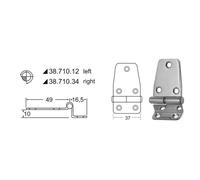 Cerniera sfilabile sx - 1 PZ Osculati - 38.710.12 - 3871012