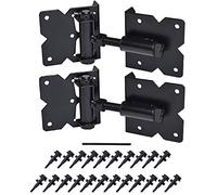 Cerniere a chiusura automatica per cancelli resistenti per recinzioni in legno/vinile/PVC, regolabili a 90 gradi, con viti di installazione e strumento di regolazione dell'oscillazione, confezione da